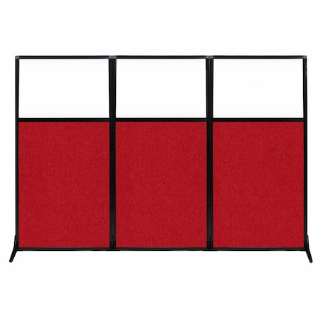 Versare Work Station Screen 99" x 70" Red Fabric With Clear Window 1840327